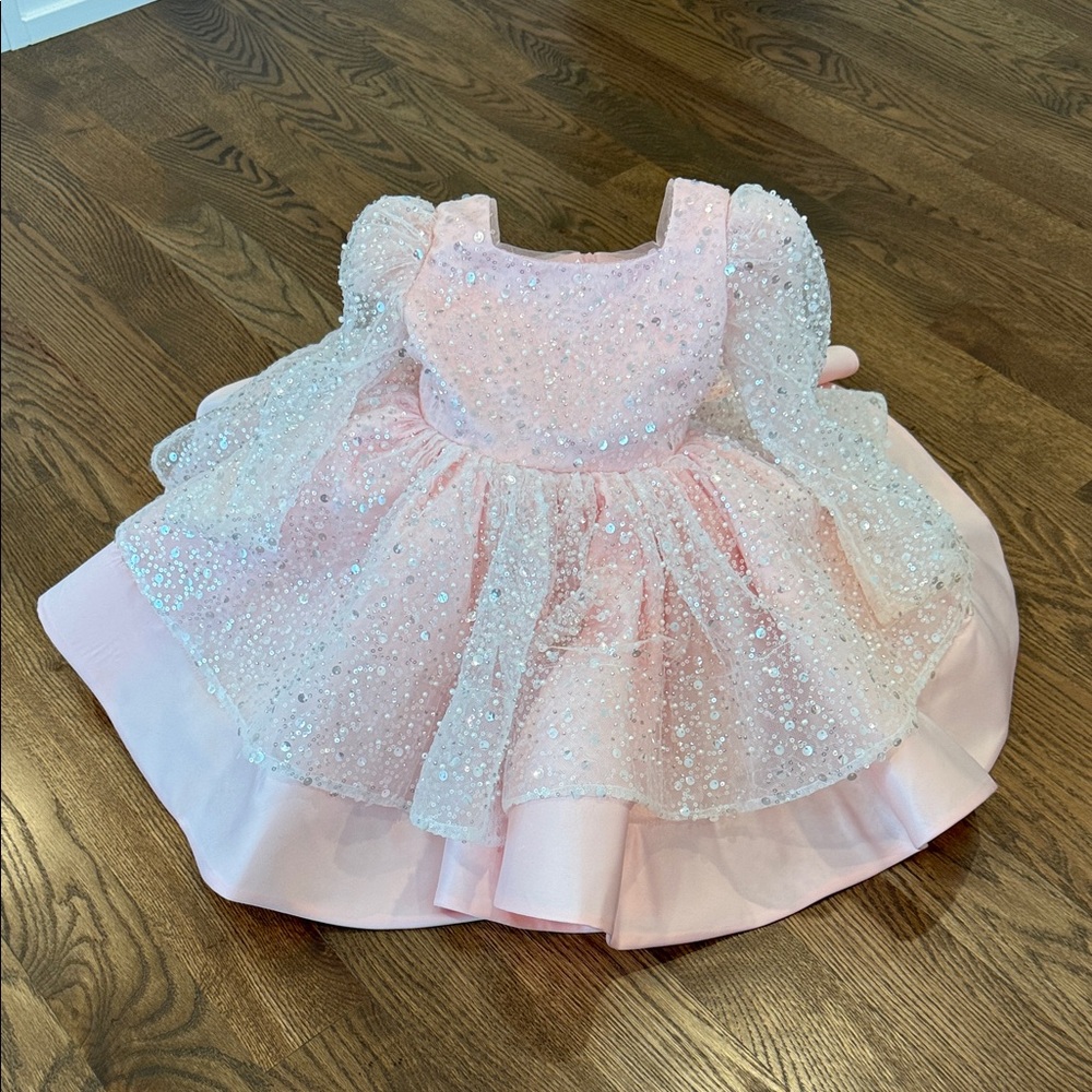 Charming Pink Kids Formal Dress with Sparkling Details